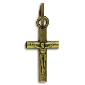  Small Round Bar Crucifix 11/16 inch - Bronze   (Minimum quantity purchase is 2)