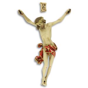 Jesus Corpus for Crucifix – 4 3/4" Full Color Resin with Red Garment & INRI, Made in Italy  (Minimum quantity purchase is 1)   