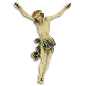 Jesus Corpus for Crucifix – 4 3/4" Color Resin with Blue Garment & INRI, Made in Italy * (Minimum quantity purchase is 1)  