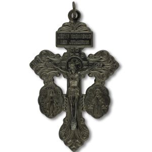 3-Way Pardon Crucifix (St Benedict & Miraculous Medal) - 2 1/8" Gunmetal, Made in Italy * (Minimum quantity purchase is 1)