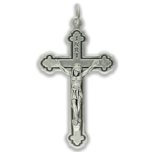 Byzantine Style Crucifix with Dark Outline – 1 7/8" Silver Oxidized, Made in Italy *  (Minimum quantity purchase is 2)