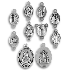 Seven Sorrows Medals Parts Set - 8 Piece Set, Silver Ox *  (Minimum quantity purchase is 1)