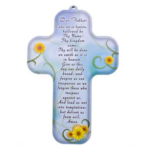    Picture Cross on Wood - Our Father prayer 5 inch *  (Minimum quantity purchase is 1)