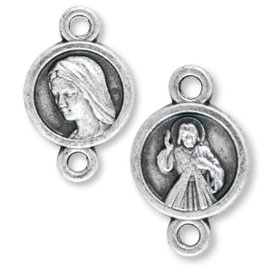 Divine Mercy Our Father Bead (Our Lady of Medjugorje) – 8mm Silver Oxidized, Made in Italy  *  (Minimum quantity purchase is 6)