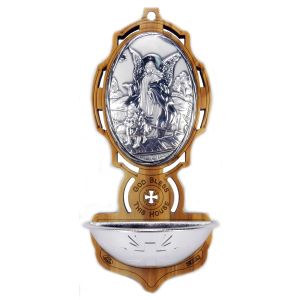   Olive Wood Guardian Angel Holy Water Font  (Minimum  qty. purchase is 1)