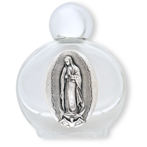 Our Lady of Guadalupe Glass Holy Water Bottle - 1.5 oz Travel Size, Made in Italy  *  (Minimum quantity purchase is 1)