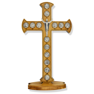 Stations of the Cross Olivewood Tabletop Crucifix – 7 1/4”, Made in Italy  (Minimum quantity purchase is 1)