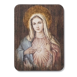 Immaculate Heart of Mary Wood Grain Wall Plaque – 8", Joseph’s Studio