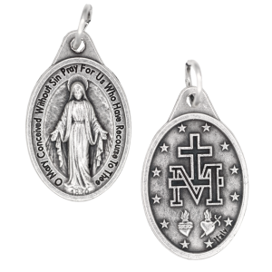 Miraculous Medal (English) – 1" Silver Oxidized, Made in Italy *  (Minimum quantity purchase is 25)