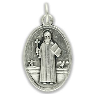 St Benedict Medal – 1" Oval Silver Oxidized, Made in Italy  * (Minimum quantity purchase is 3)