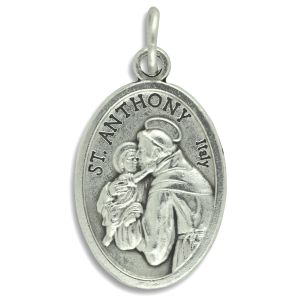 St Anthony Medal - 1" Silver Oxidized, Made in Italy  (Minimum quantity purchase is 3)