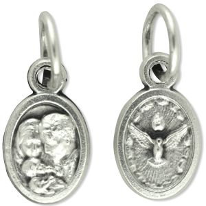 Holy Family / Holy Spirit Medal - Silver Oxidized 1/2"  (Minimum quantity purchase is 3)