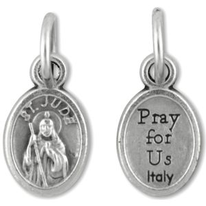 St Jude Medal - 1/2" Silver Oxidized, Made in Italy *  (Minimum quantity purchase is 5)