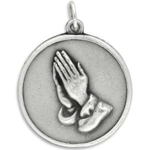  Serenity Prayer Round Medal with Praying Hands 1-1/8 inch  (Minimum quantity purchase is 1)