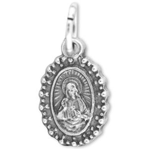Scapular Medal with Beaded Border – 1/2" Silver Oxidized, Made in Italy * (Minimum quantity purchase is 5)