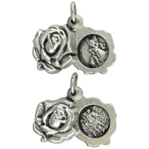 Locket Style St Michael / Guardian Angel Rose Medal    (Minimum quantity purchase is 2)