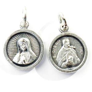  Guadalupe / Juan Diego Round Medal - Die-Cast Italian Silver Plated 1/2 inch (Minimum quantity purchase is 3)