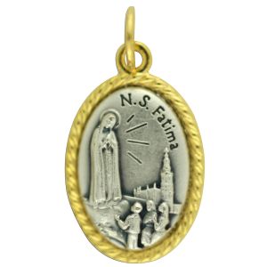  Our Lady of Fatima / Pray for Us Medal, Two Tone  - 1 Inch   (Minimum quantity purchase is 2)