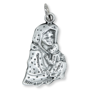 1.25" Madonna of the Streets Medal - Silver Ox, Silhouette  - Closeout Sale *  (Minimum quantity purchase is 2)
