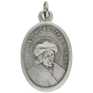 St Thomas More Medal (Pray for Us) - 1" Silver Oxidized, Made in Italy (Minimum quantity purchase is 2)