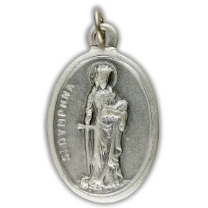 St Dymphna Medal (Pray for Us) - 1" Silver Oxidized, Made in Italy   (Minimum quantity purchase is 2)