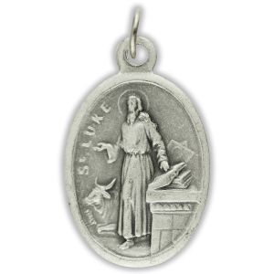  Saint Luke Patron Saint of Notaries and Painters Medal-Italian Silver OX 1 inch (Minimum quantity purchase is 2)
