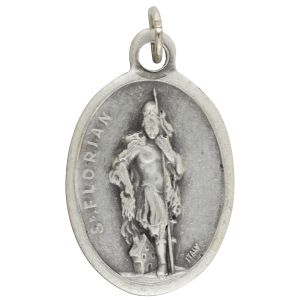  Saint Florian Patron Saint (Firefighters)  Medal - Italian Silver OX 1 inch (Minimum quantity purchase is 2)