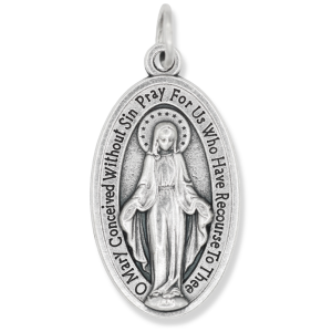   Large Oval Miraculous Medal Italian Die-Cast - 1 1/8 inch  (Minimum quantity purchase is 1)