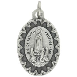 Our Lady of Fatima Medal with Scalloped Edge - 1" Made in Italy - Closeout Sale*  (Minimum quantity purchase is 2)