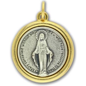 Two-Toned Miraculous Medal  - 3/4"  ENGLISH (Minimum quantity purchase is 1)