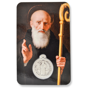 St Benedict Prayer Card with Medal  * (Minimum quantity purchase is 1)