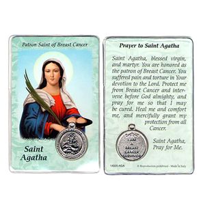  Saint Agatha Prayer Card with Medal (Breast Cancer)    (Minimum quantity purchase is 1)