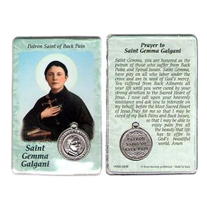  Saint Gemma Galgani Prayer Card with Medal (Back Pain)