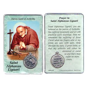  Saint Alphonsus Liguori Prayer Card with Medal (Arthritis Patron) 