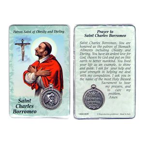 Saint Charles Borromeo Prayer Card with Medal (Obesity & Dieting)  