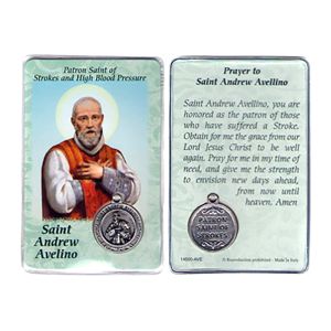  Saint Andrew Avelino Prayer Card with Medal (Strokes & Blood Pressure)  