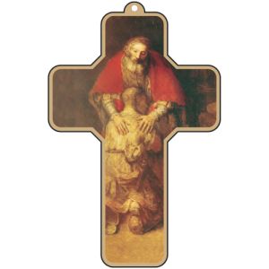 Picture Cross on Wood - The Prodigal Son by Rembrandt - 5 inch   ( Minimum quantity purchase is 1)