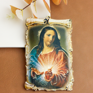  Picture on Wood - Sacred Heart of Jesus 6 inch  (Minimum quantity purchase is 1) 