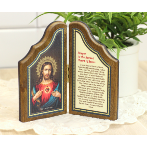 Sacred Heart of Jesus Prayer Arched Bifold Icon - 5 x 5.5"   (Minimum Qty Purchase is 1)