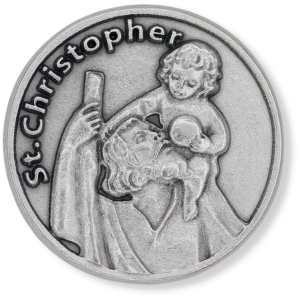 St Christopher (Travelers) Pocket Token - 1.25", Silver Ox   (Minimum quantity purchase is 1)