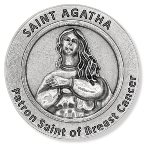 St Agatha (Breast Cancer) Pocket Token - 1.25", Silver Ox    (Minimum quantity purchase is 1)