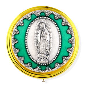 Our Lady of Guadalupe Pyx / Rosary Case - 2.25", Green & Two-Tone *  (Minimum quantity purchase is 1)
