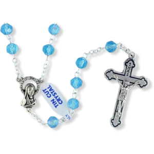Aqua AB Tin Cut Crystal Rosary, 6 mm Beads - 18"  (Minimum qty. purchase of 1)