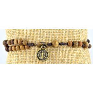 St Benedict Rosary Bracelet with Brown Wood Beads   (Minimum quantity purchase is 1)