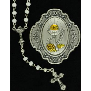  First Communion Rosary with Two-Tone Metal Case  (Minimum quantity purchase is 1) 