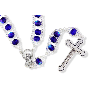  Stairway to Heaven Ladder Rosary with 8mm Blue Crystal Beads - 17 1/2" * (Minimum qty. purchase is 1) 
