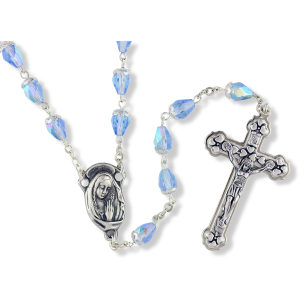 Blue Crystal Teardrop Bead Rosary - 23"  *  (Minimum qty. purchase is 1)