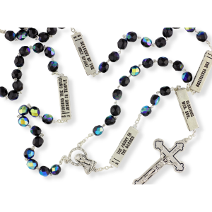 The Mysteries Rosary with Black Crystal 8 mm Beads - 22" * (Minimum qty. purchase is 1)    