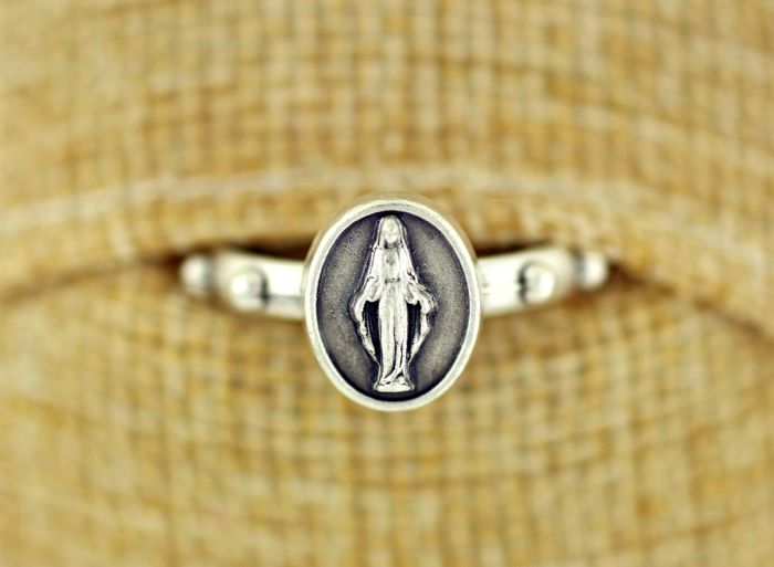 Rosary Ring with Our Lady of Grace - Size 6 - Closeout Sale