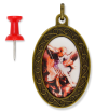  Saint Michael the Archangel Large Necklace/ Car Mirror Pendant - Bronze Finish 1 7/8" Color Medal with 22" Chain   (Minimum quantity purchase is 1)